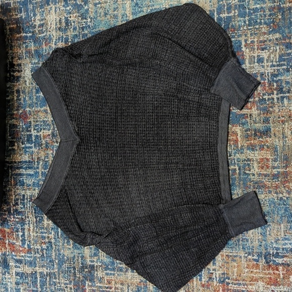 We the Free Women's Long Sleeve Deep V Top Waffle Knit Gray Size Small - Picture 1 of 6